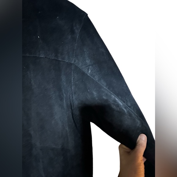 Trendy Unisex Shacket Shirt Jacket Suede Rugged Black Small Boho Chic - Picture 10 of 15